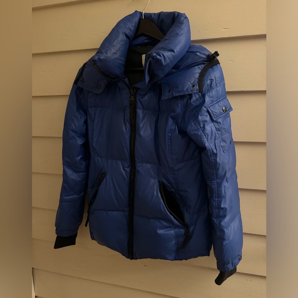 S13/NYC Blue Duck Down Collared with Hood Short Winter Puffer Jacket Size S - Picture 5 of 5
